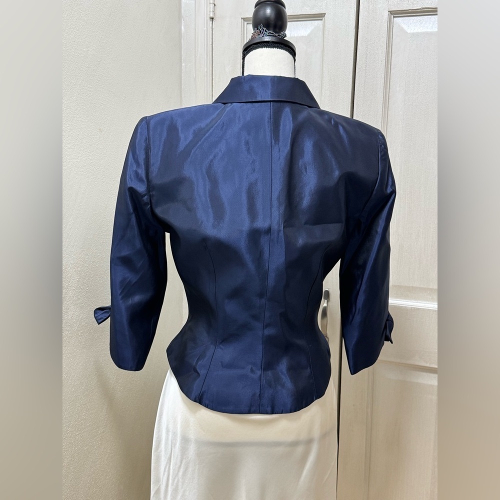 JS Collection Sz 8 Navy Blue Metallic Short Blazer - Picture 4 of 14